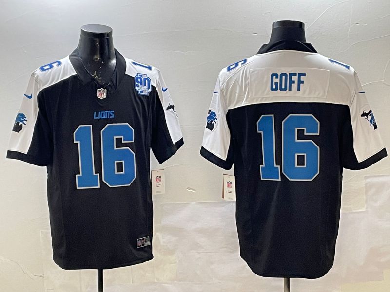 Men Detroit Lions #16 Goff Black Thanksgiving three generations 2025 Nike Limited NFL Jersey style 2